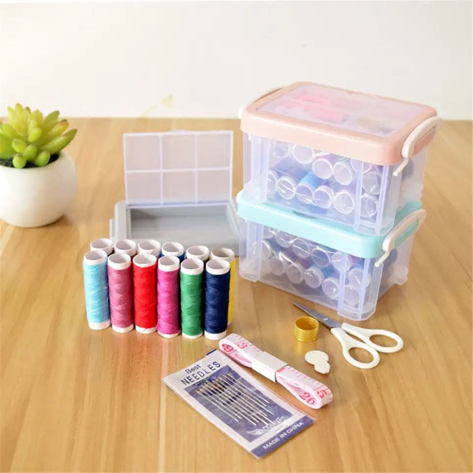 Portable Household Sewing Kit Box, Fabric Craft Needles Thread Scissor Set, Plastic Transparent Sewing Thread Storage, Multifunction PP Box Sewing Kit, Home & Travelling Sewing Accessories Portable Household Sewing Kit Box, Fabric Craft Needles Thread Scissor Set, Plastic Transparent Sewing Thread Storage, Multifunction PP Box Sewing Kit, Home & Travelling Sewing Accessories
